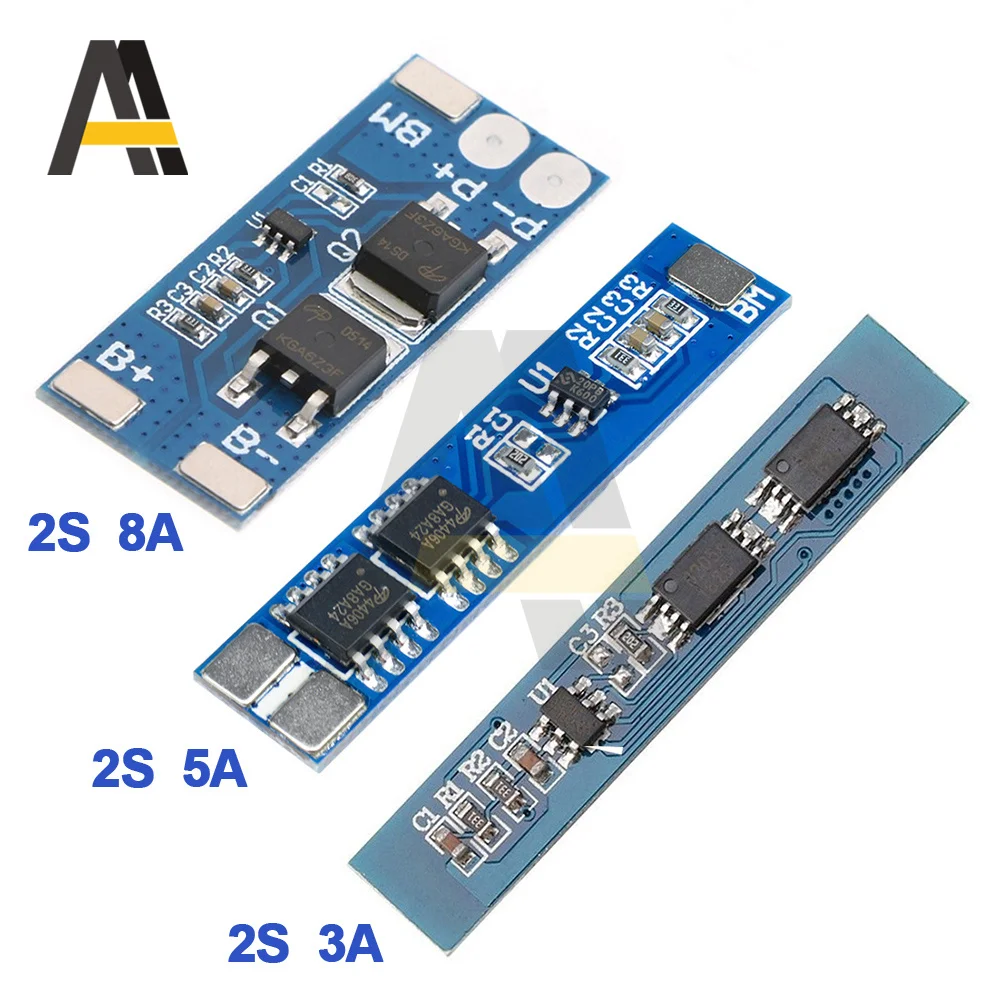 

2S 3A 5A 8A 7.4V 8.4V Li-ion 18650 Lithium Battery Protection Board Short Circuit/Overcharge/Overdischarge/Overcurrent Protect