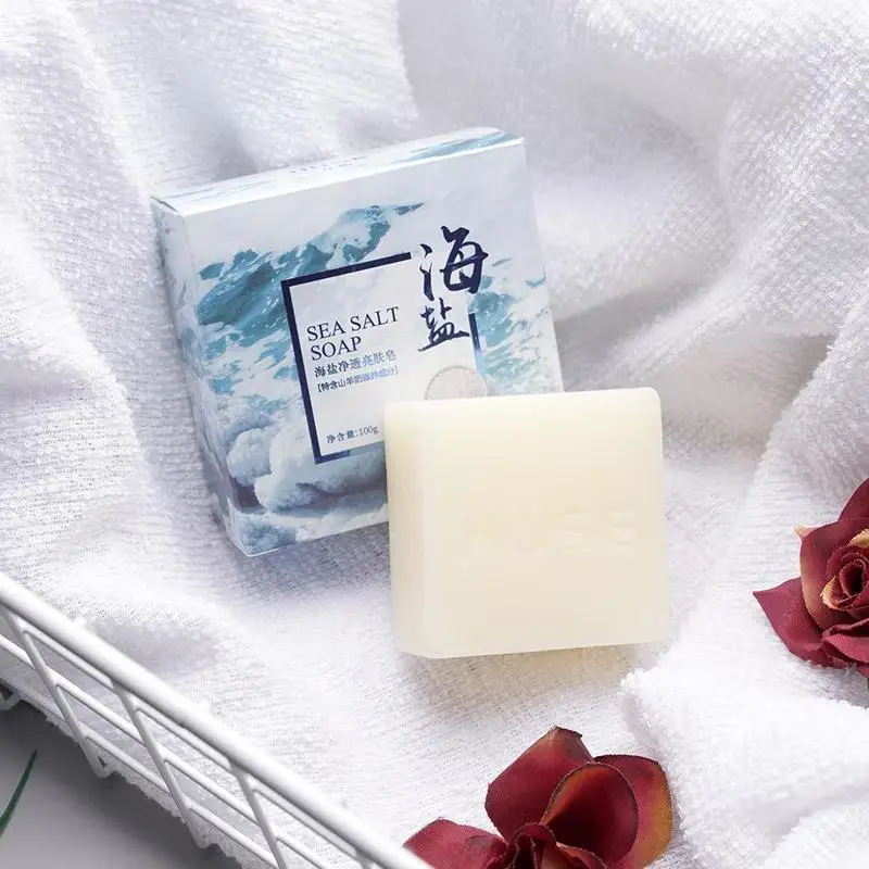 100G Sea Salt Soap To Remove Pimple Acne Treatment Oil and Acne Skin Essence Bath Soap Goat Milk Whitening Soap Skin Care