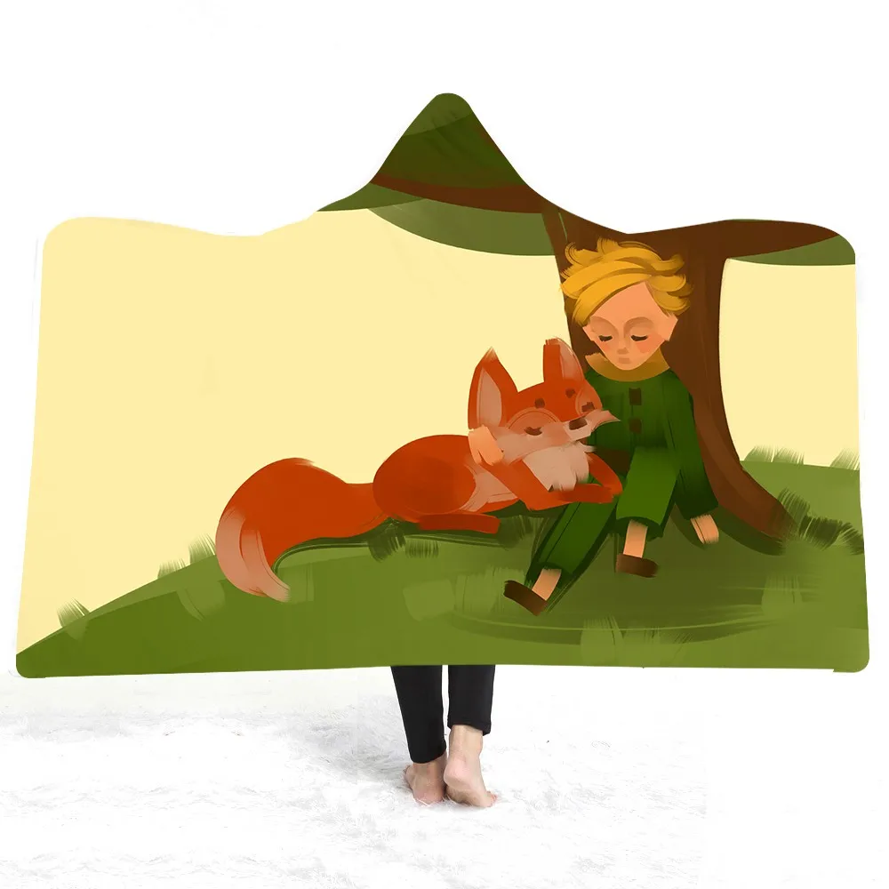 Маленький принц Спящая лиса дерево плюшевое одеяло с капюшоном теплые мягкие