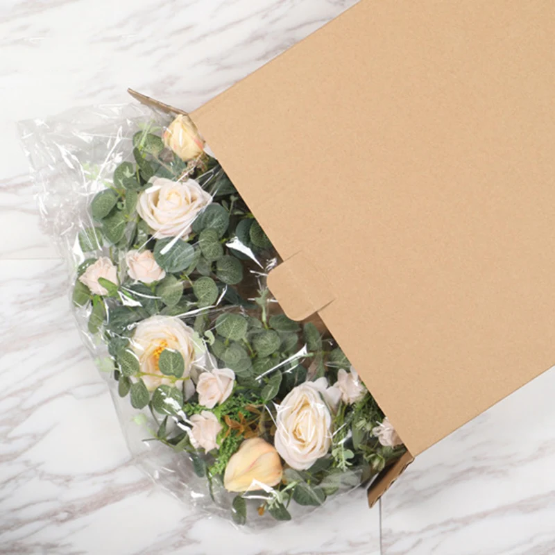 

Artificial Eucalyptus Garland with Roses Greenery Wreath Eucalyptus Leaves Wedding Backdrop Wall Front Door Hanging Decor