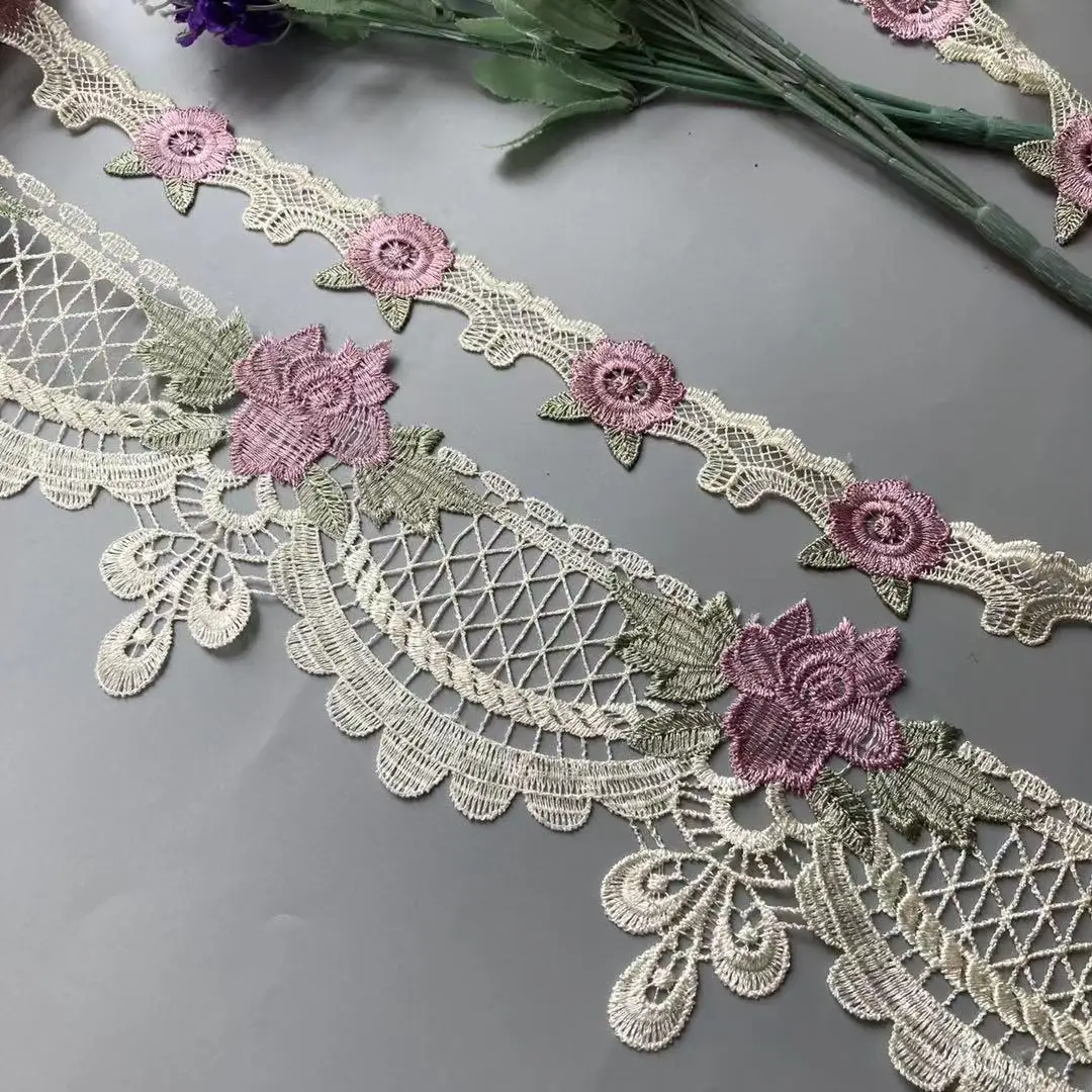 3 ярда фиолетовая кружевная лента с вышивкой 14 см 4 см|Кружево| |