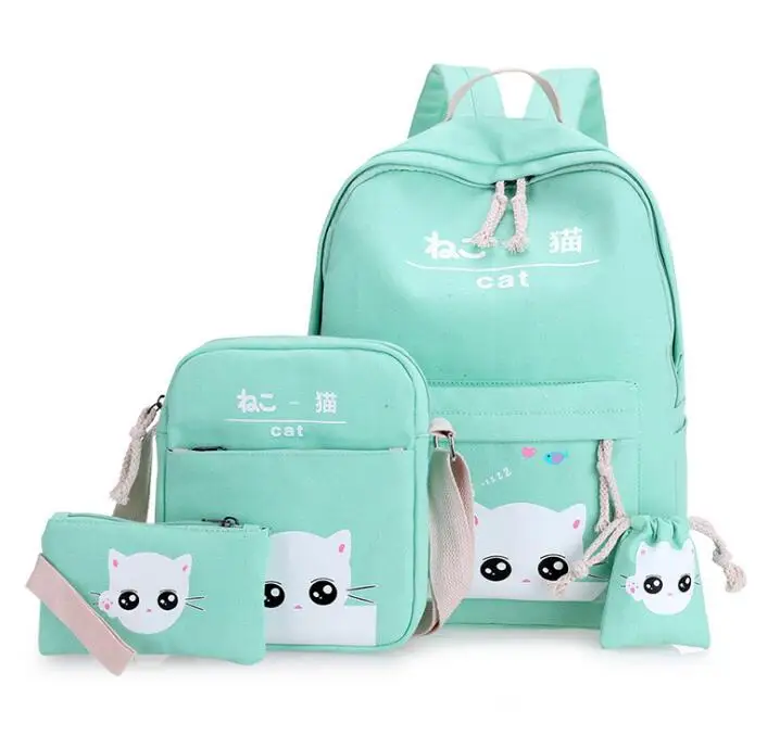 4 шт./компл. женские рюкзаки с персонажами мультфильмов кролик Печать холщовый