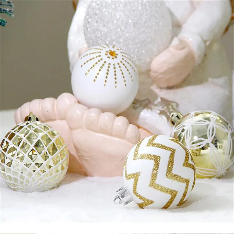 Покрытие смешанные 30 шт 6 см рождественские шары золотые Белые Рождественские елки Висячие украшения Рождественские вечерние DIY Декор