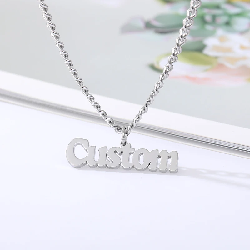 Пользовательское имя ожерелья для мужчин и женщин из золота 3 мм золотая цепочка