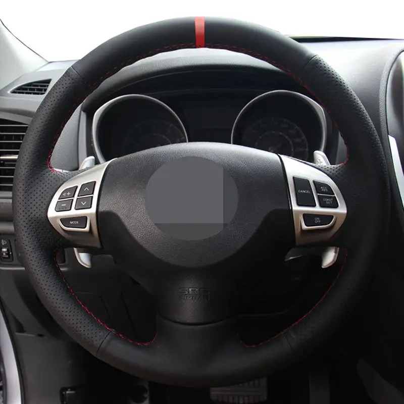 

Черный чехол на руль из натуральной кожи для Mitsubishi Lancer X 10 Pajero Sport Outlander ASX Colt Citroen C-Crosser