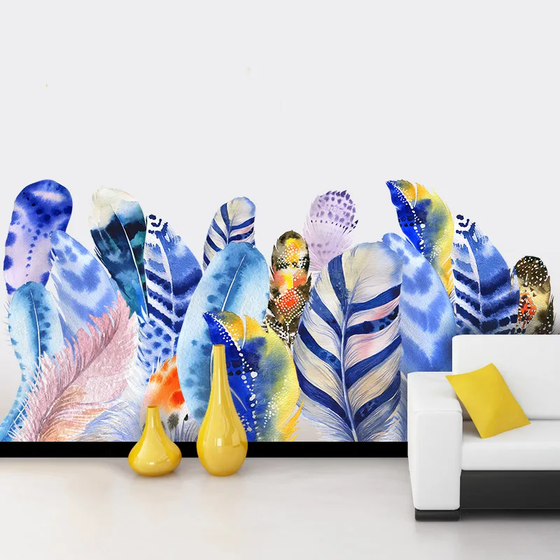 

Colorful Feathers Wall Stickers for Kids Rooms Girls Bedroom Teen Room Decoration Sofa Background Wall Decals Home Decor PVC