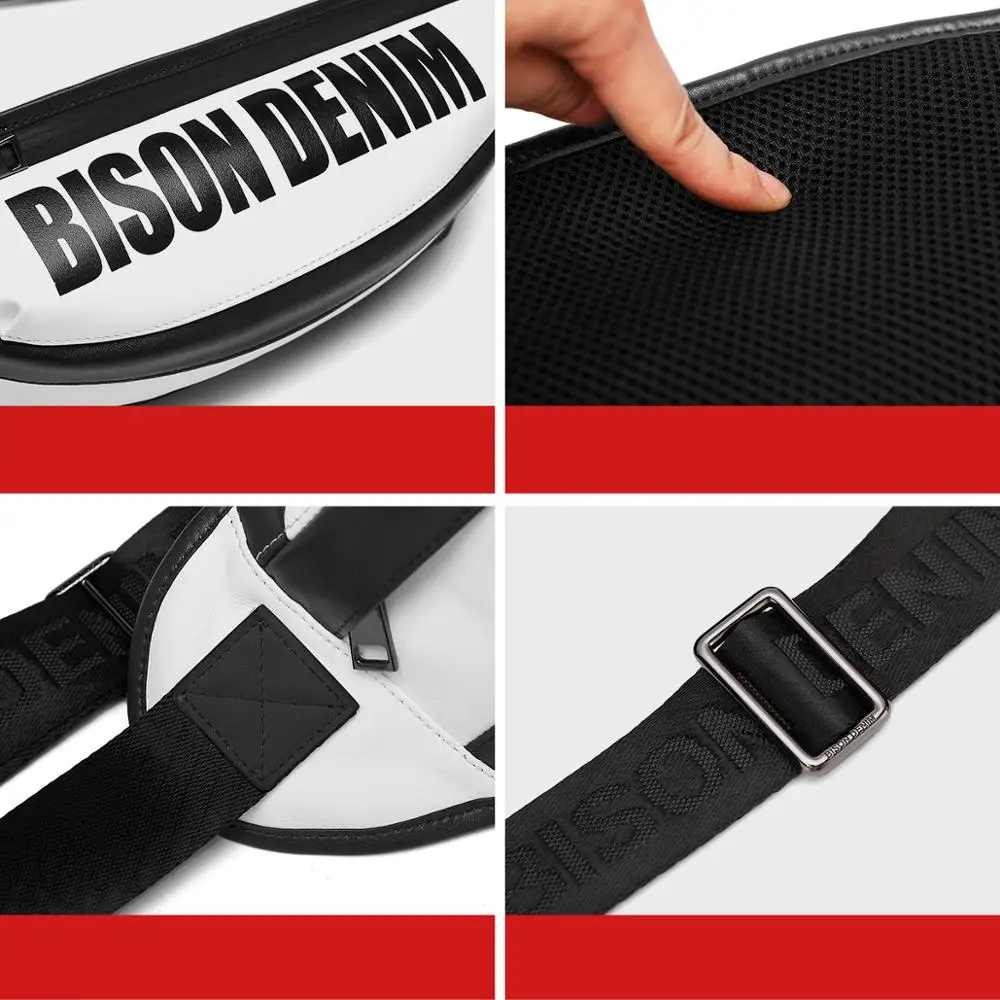 BISON джинсовая сумка-Кроссбоди из натуральной кожи модная сумка на ремне груди