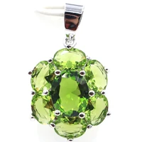 27x17mm shecrown 2019 romantic white sapphire green peridot gift for ladies engagement 925 silver pendant