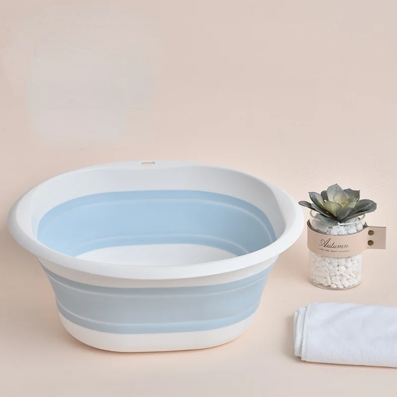 

1pc Folding Bucket Dish Basin Collapsible with Drain Plug Carry Handles Portable Multi-purpose Wash Basin for Camping Dish Sink
