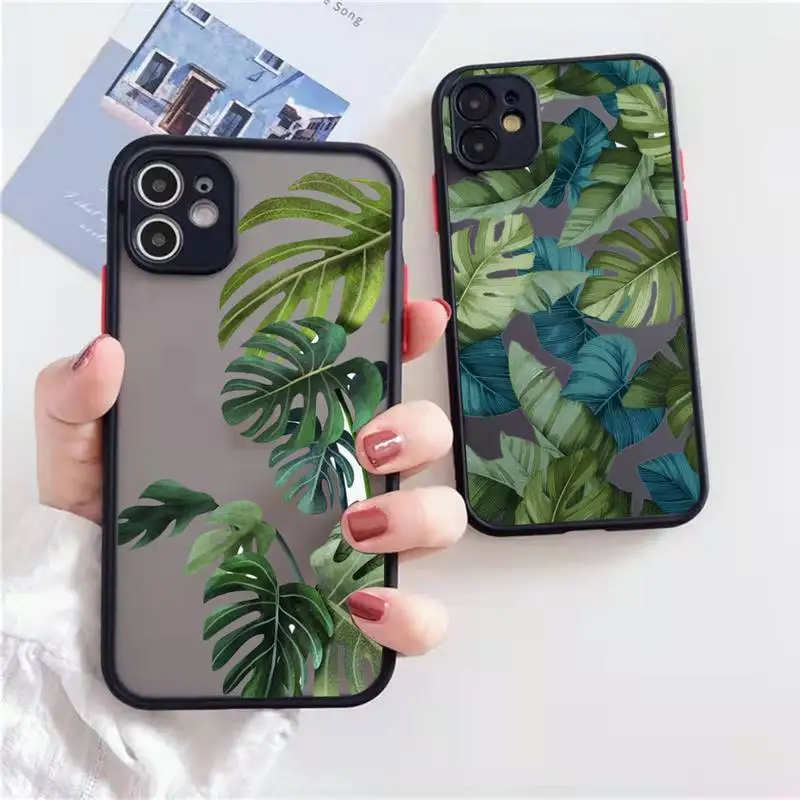 

Vintage Banana Leaves Phone Case matte transparent For iphone 7 8 11 12 13 plus mini x xs xr pro max cover