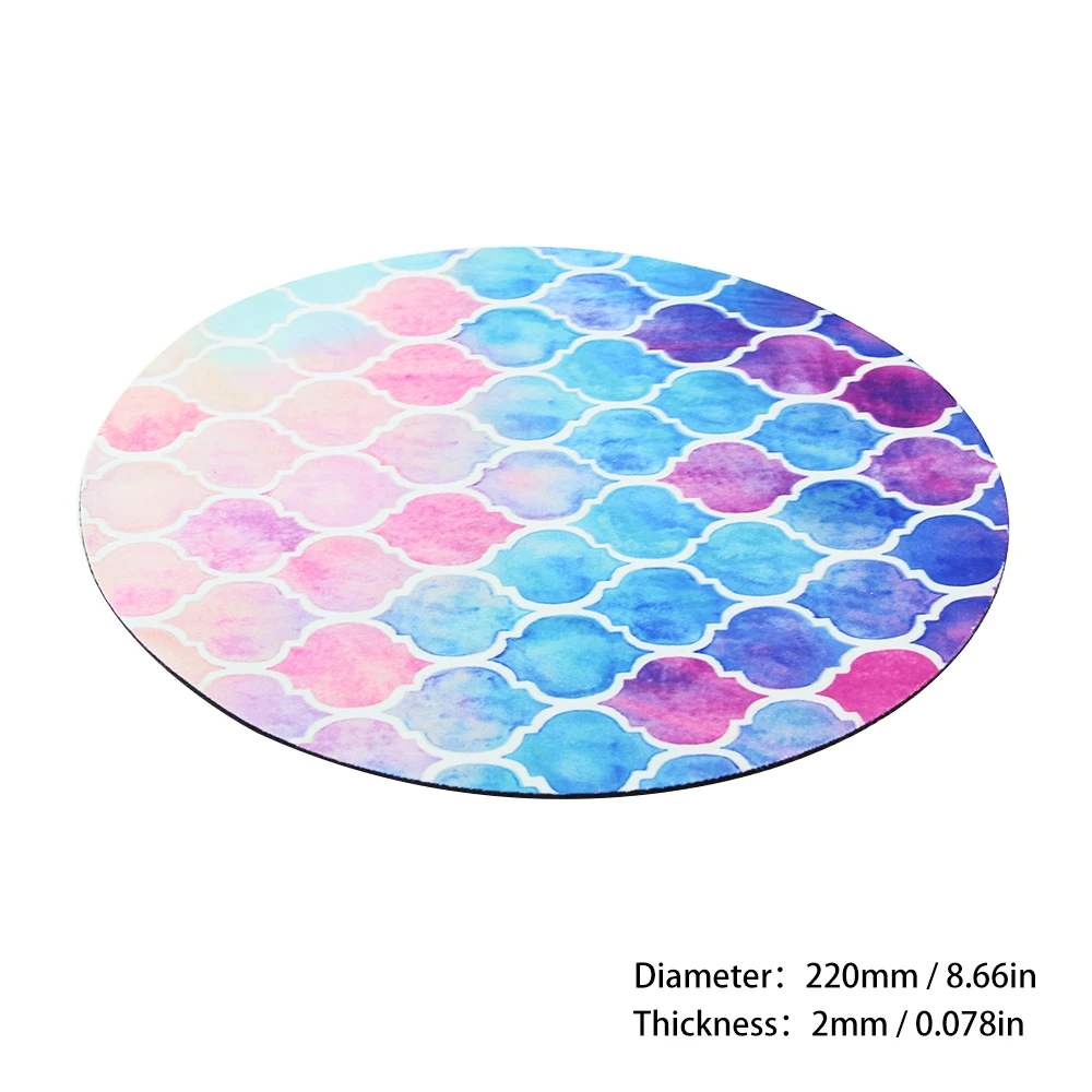 Круглый резиновый коврик для мыши игровой с принтом нескользящий геометрическим