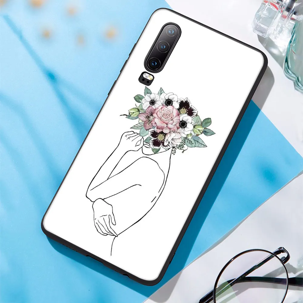 

Art girl Flower Case for Huawei P40 P30 P20 Lite Pro Mate 40 30 20 Lite Pro P Smart Plus 2021 2019 Honor 30 20 9X Pro Lite Cover