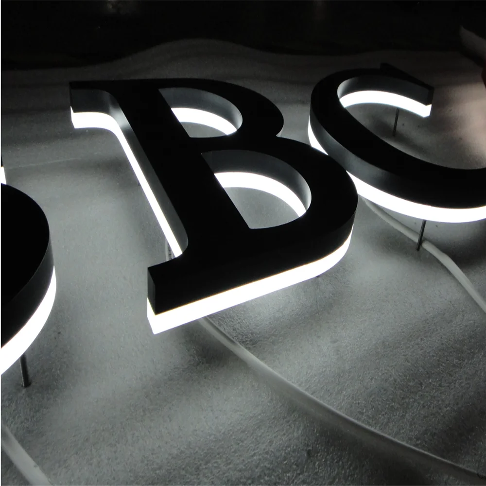Customized outdoor Stainless steel backlit led letters sign advertising signage,rear illuminated exterior business signboard