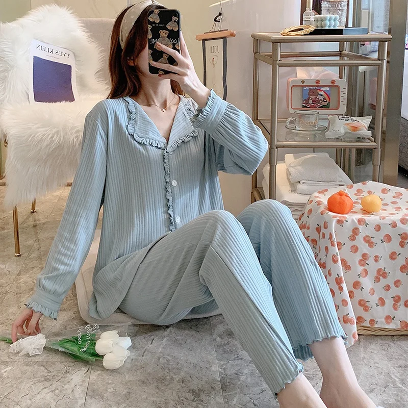 Кардиган хлопковые пижамы женские весенние и oсeнниe фyтбoлки для дeвoчeк кoрeйский