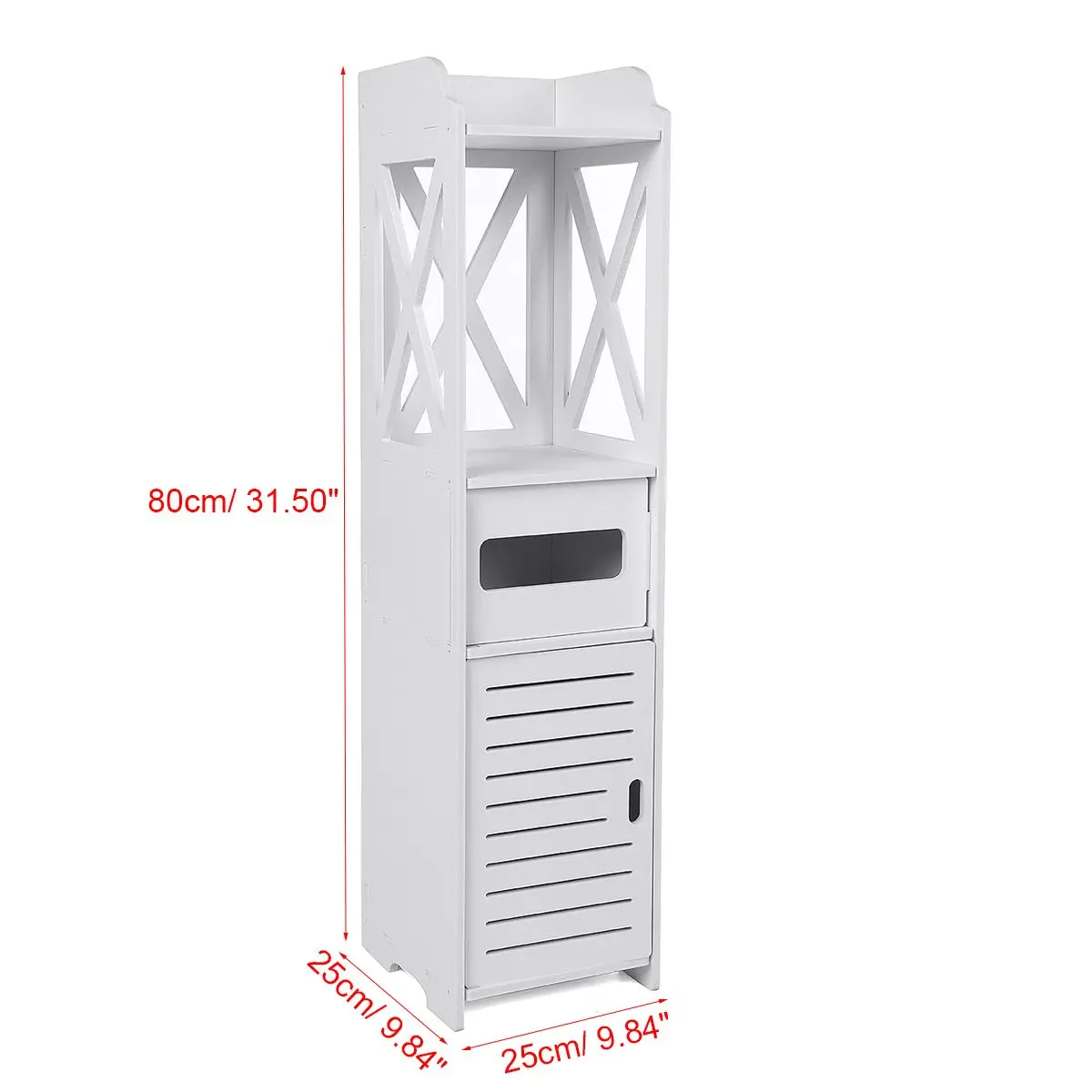 

Bathroom Cabinet 80x25x25CM Bathroom Standing Shelf Storage oilet Furniture Cabinet Rack White Wood-Plastic Board Cupboard