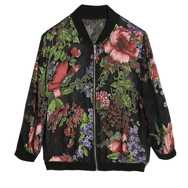 

Spring Summer Plus Size Jacket Women Casual Loose Print Short Jacket Female Streetwear Long Sleeve Ladies Tops Coats 5XL Q3760