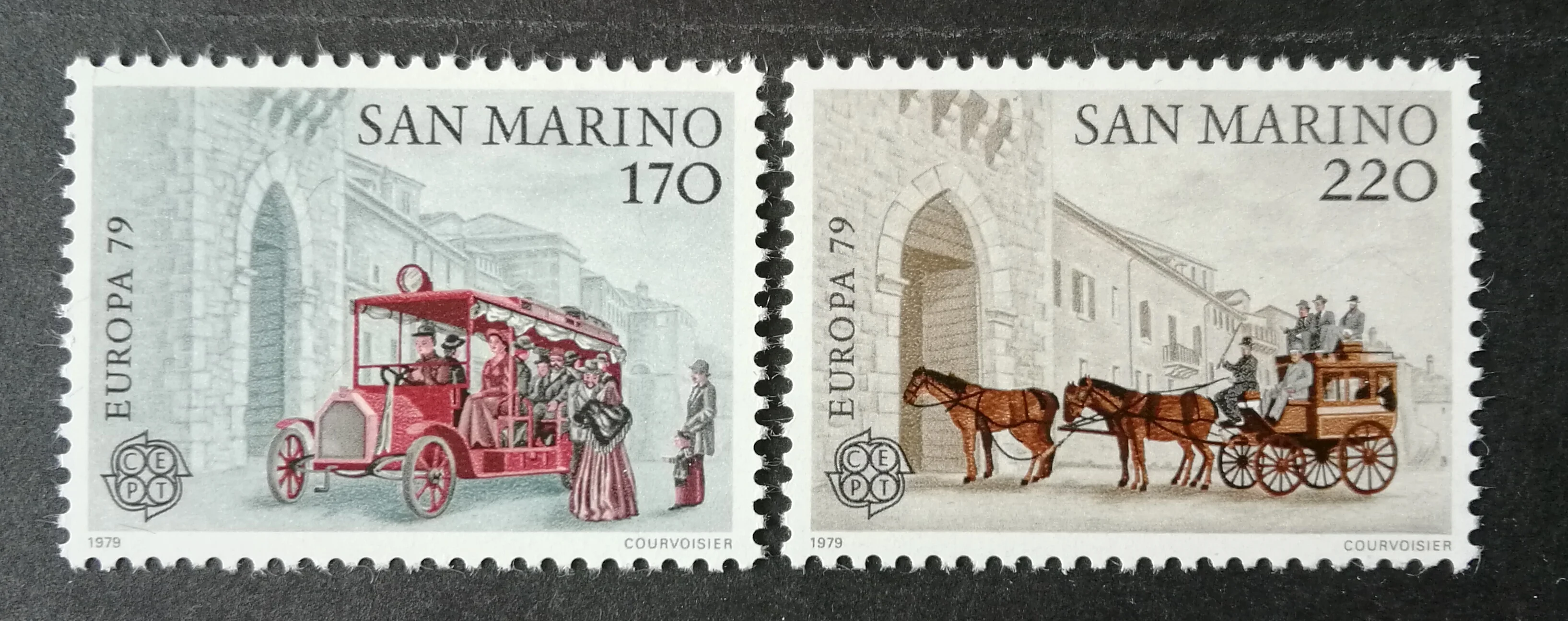 

2Pcs/Set New San Marino Post Stamp 1979 Postal Carriage Stamps MNH