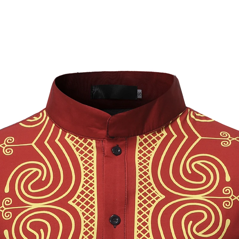 Новинка осени 2020 новые мужские рубашки с национальным принтом облегающие