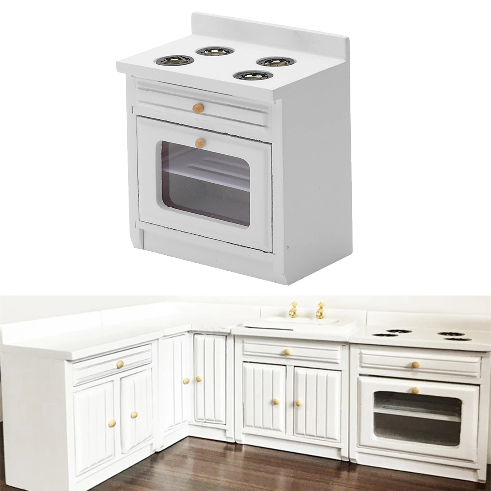 

1/12 Scale Dollhouse Miniature Furniture Kitchen Cooking Cabinet Stove European Kitchen Playset Kids Great Gift