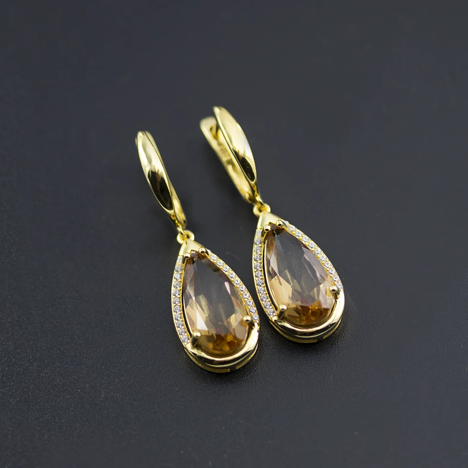 Earrings Bolai, меняющий цвет, zultanite, ювелирный набор, серебро 925 пробы, создан diaspore, висячие серьги, кольцо, желтое золото, драгоценный камень для женщин - Цвет камня: Earrings
