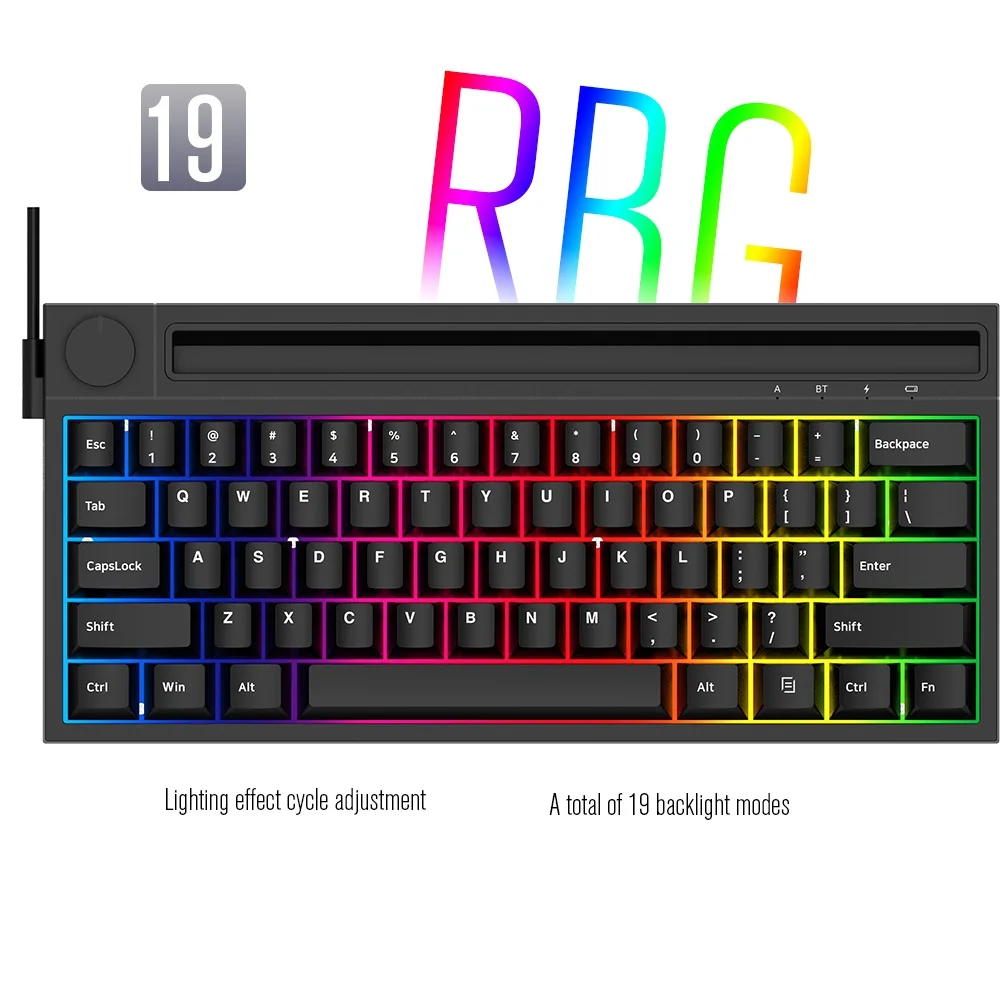 

Клавиатура Ajazz K620T Механическая для мобильных телефонов, Двухрежимная Беспроводная/Проводная с подсветкой RGB, поддержка Bluetooth, Windows 10