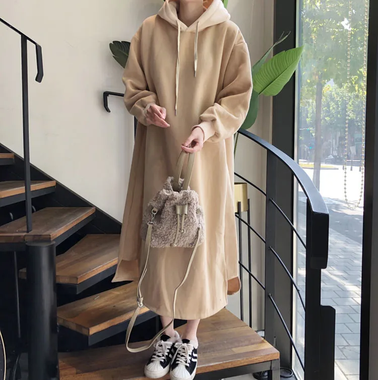 

New Autumn Sweater Women Dress Winter Long Sleeve Sweaters Knitted Dresses Womens Loose Maxi Oversize Knitting Robe Vestido