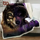 Плед волка с ловцом снов BeddingOutlet, одеяло с объемным изображением гор, фиолетовое, коричневое плюшевое покрывало 150 Х200 см