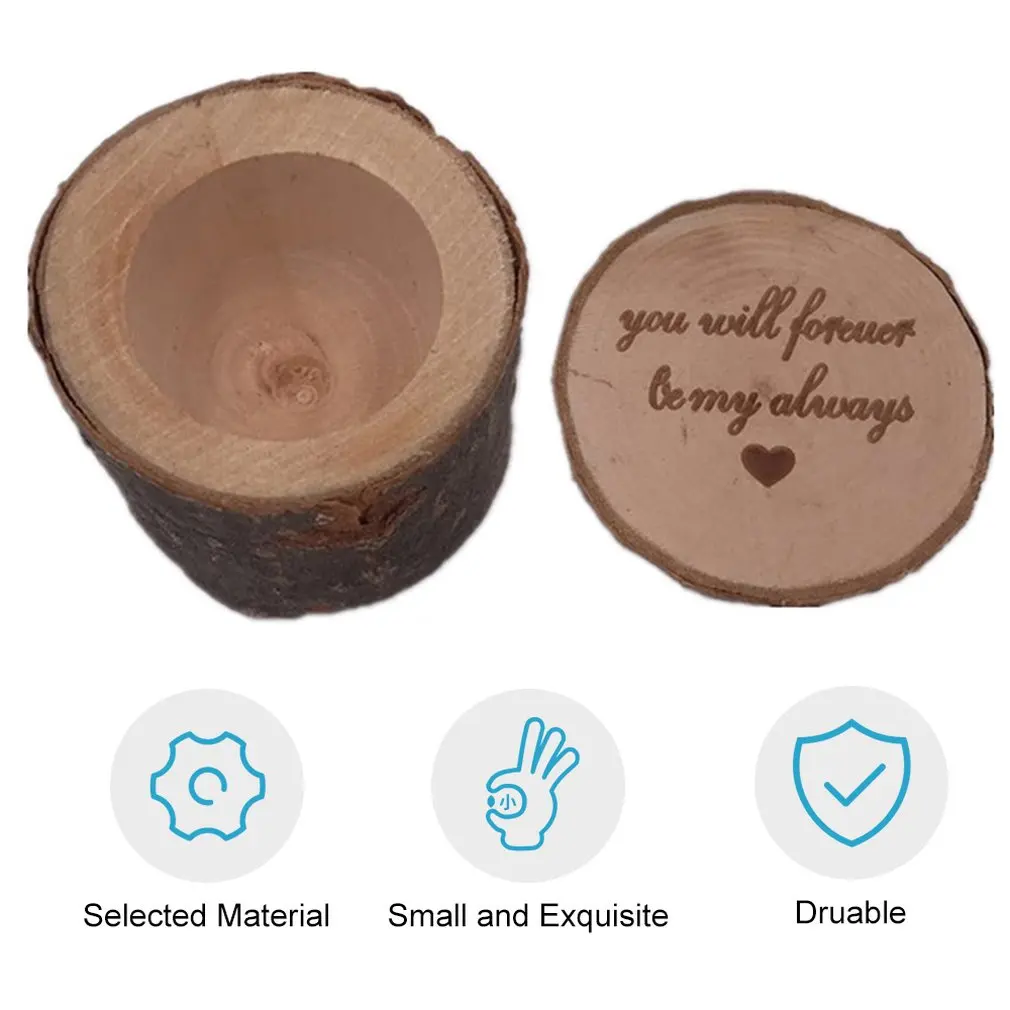 Винтажная коробка для колец портативная деревянная обручальных деревенский