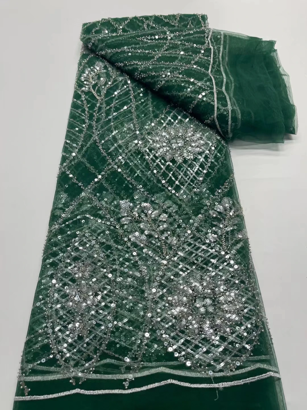 

Африканская кружевная ткань 2021, французская Тяжелая кружевная ткань из бисера, нигерийская кружевная ткань с вышивкой и блестками, сетчаты...