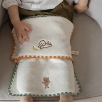 cotton made embroidery lovely cartton kids towel baby washcloth absorbent bath towelbaby receiving blanket sets for girls boys