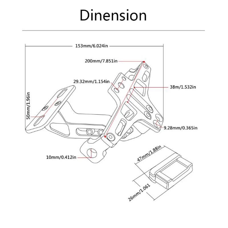 Универсальный Кронштейн номерного знака мотоцикла для Yamaha R1 2007-2014 / R6 2003-2015 Fz1