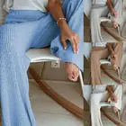 Брюки женские трикотажные однотонные, с высокой талией и эластичным поясом, весна 2021