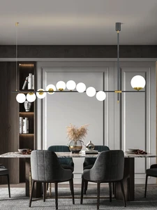 Современная Скандинавская простая светодиодный ная люстра G9, длинный подвесной светильник в виде стеклянного шара для столовой, бара, ресторана, офиса, украшение для дома