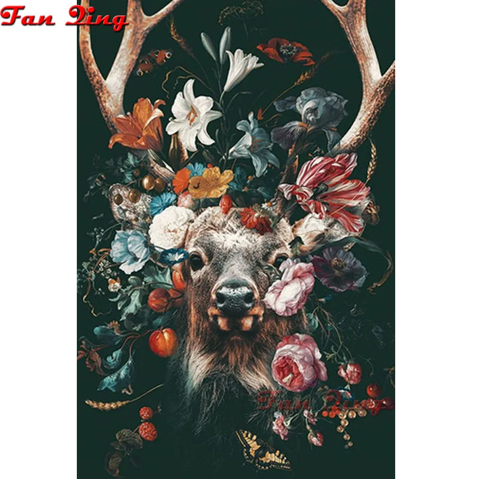 

Diy 5D deer flower butterfly Full Diamond Painting cross stitch kits art Northern Europe High Quality Animal 3D paint by diamond