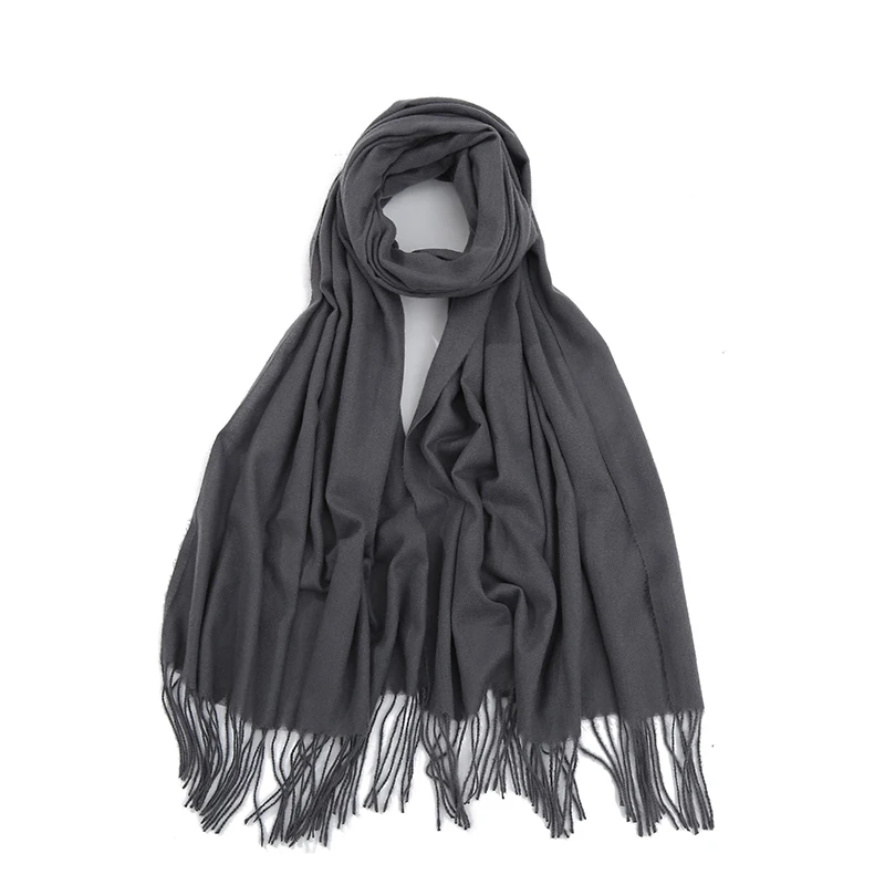 Осенне зимний кашемировый женский шарф хиджаб повседневные мужские шарфы черный