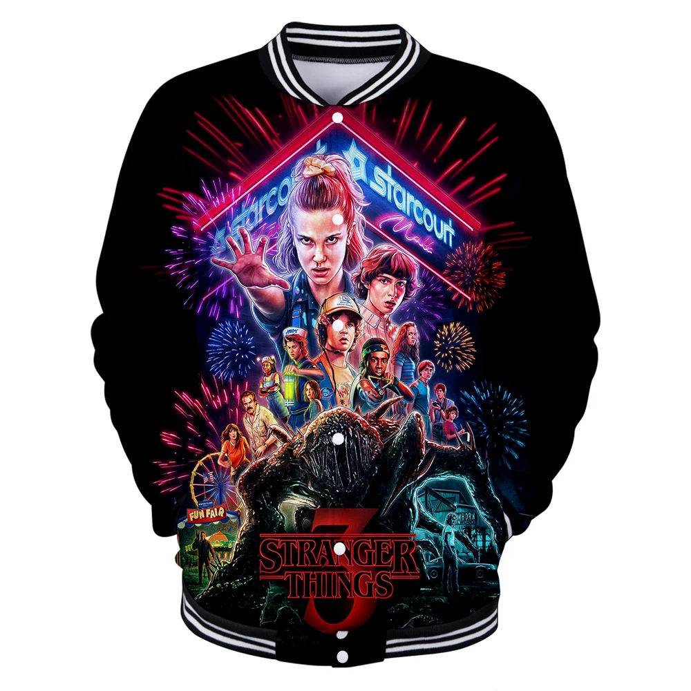 

Stranger Things 3D Printed Baseball Jackets Women/Men Fashion Long Sleeve Casual Jacket Streetwear Clothes