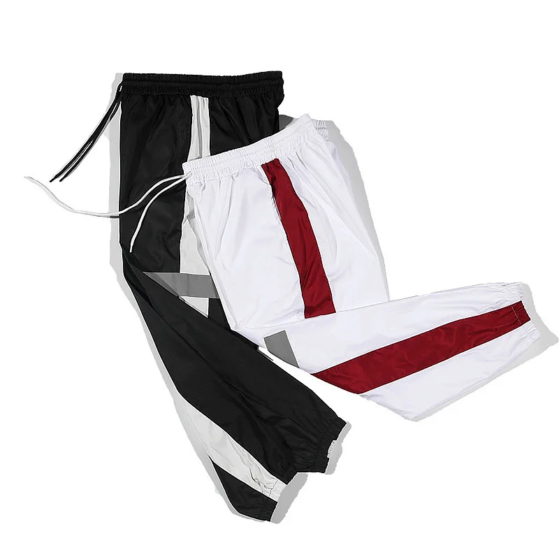 

2021 New Sports Loose Leggings Hip Hop Reflective Pants All-match Hot Fashion Men's Clothes Casual Trendy Men Cropped Trousers