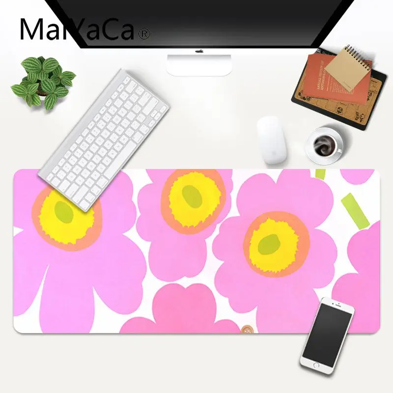 

Marimekko Pink Flower Funny Natural Rubber Gaming mousepad Desk Mat Size for 40*90cm/15.7*35.4inch