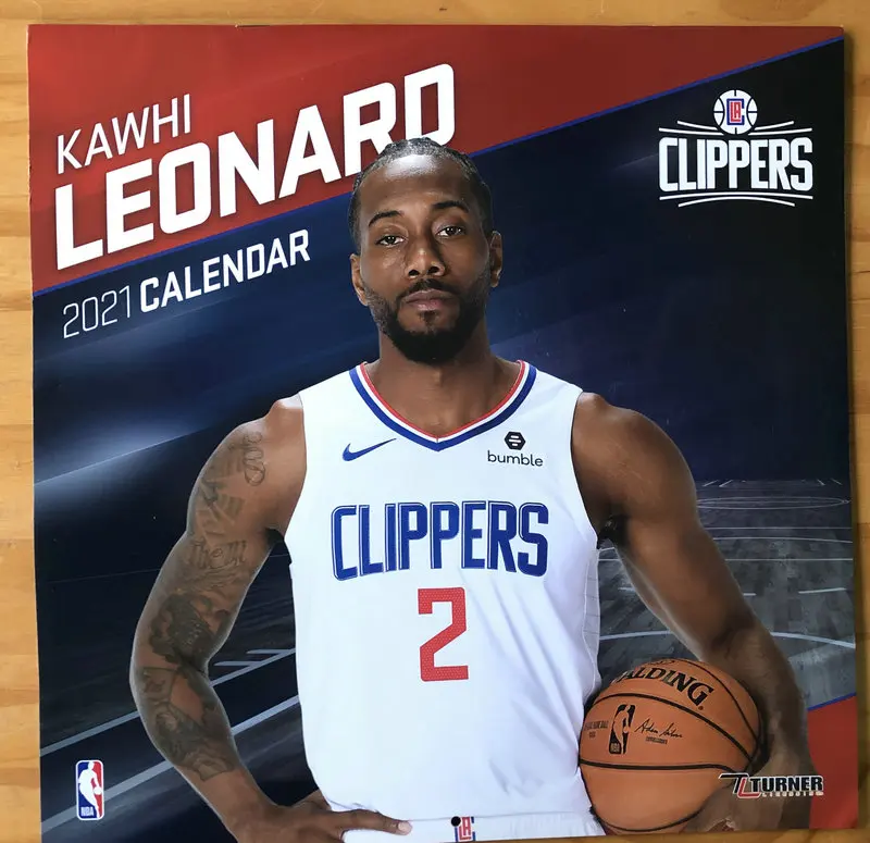 

Kawhi Leonard 2021 NBA Basketball Star Poster Wall Calendar