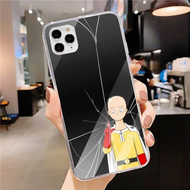 

One Punch Man Saitama Phone Case for iphone 11 12 Pro Max Clear Cover Xs X XR 7 8 6 6S Plus 5 5S SE 2020 Fundas Coque Etui