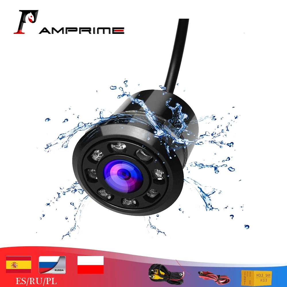 AMPrime Автомобильная камера заднего вида с 8 светодиодами ночного видения 18 5 мм FHD