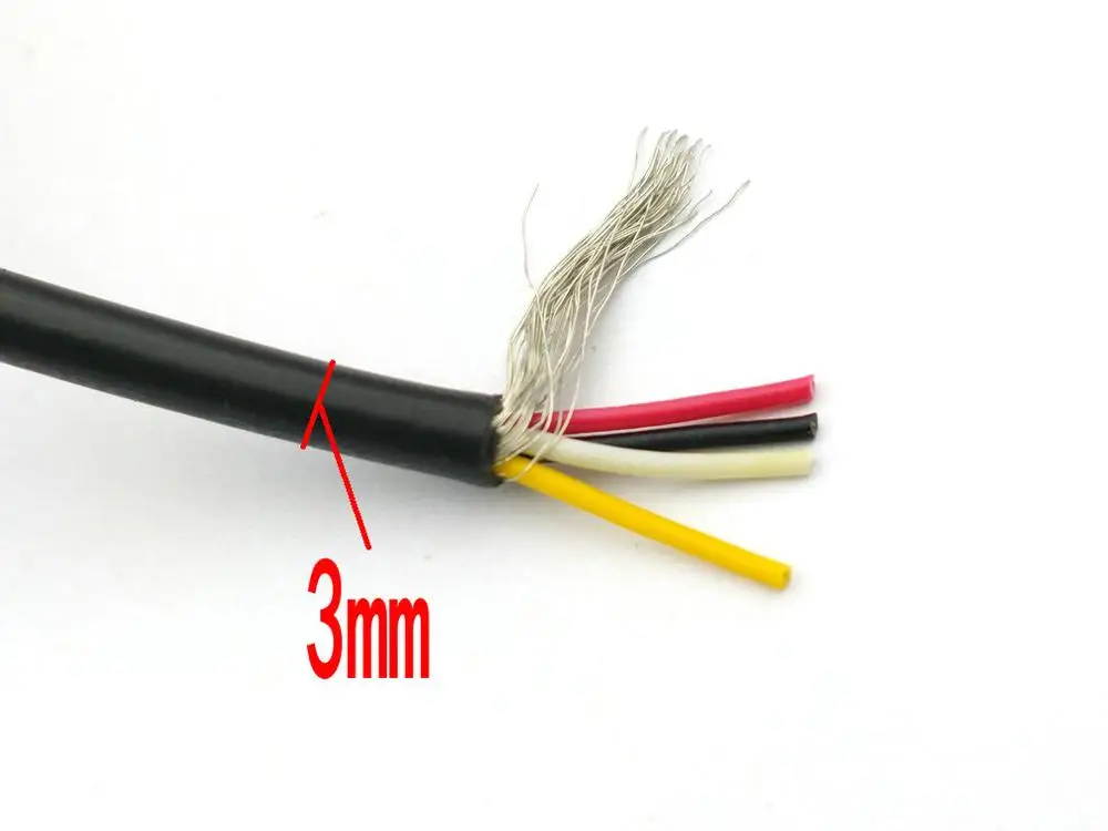 Черный кабель 28AWG 4 ядра экран ПВХ 300 В 80 градусов Цельсия 10 м|Электрические