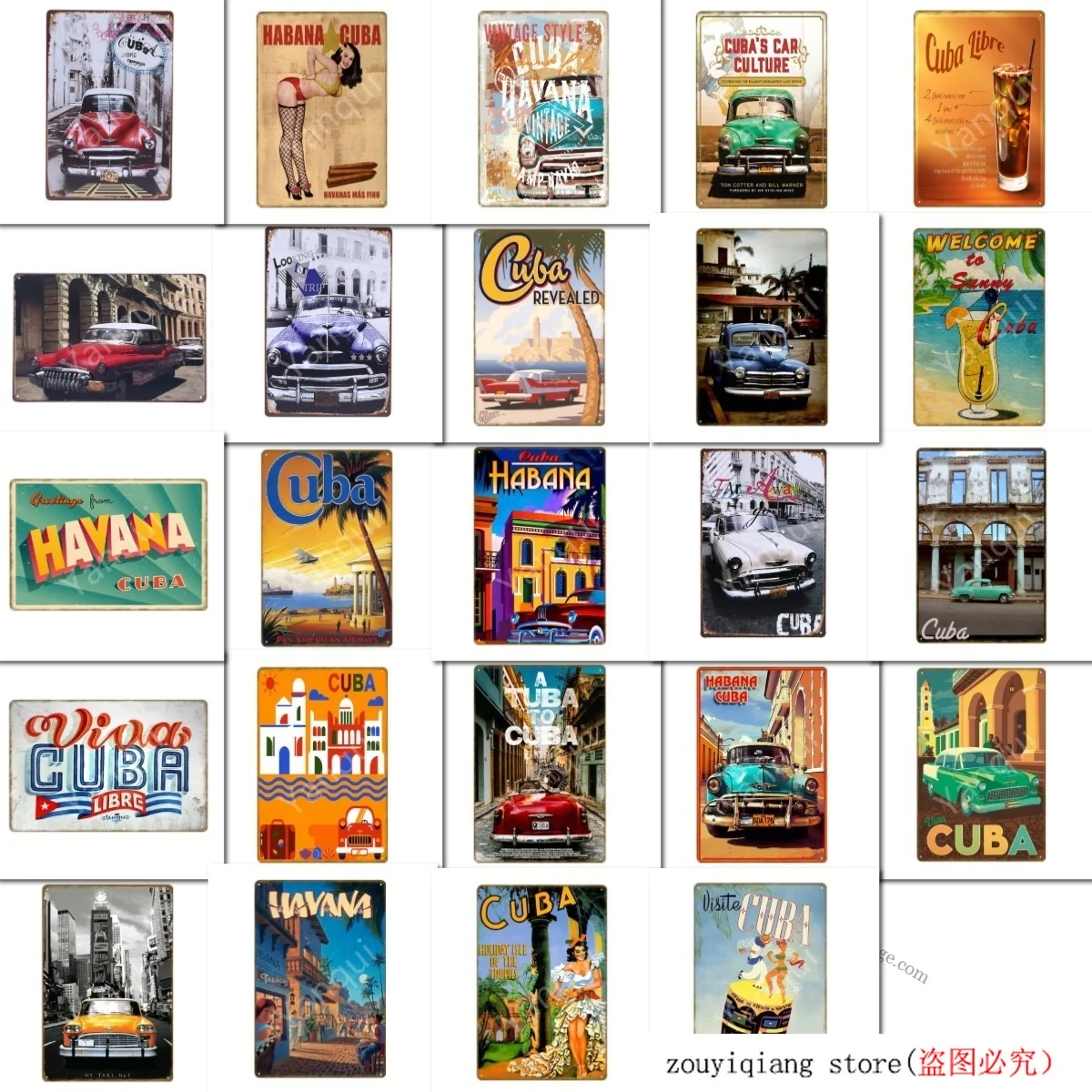 Ретро Гавана Куба оловянные знаки винтажный декор настенные наклейки для бара