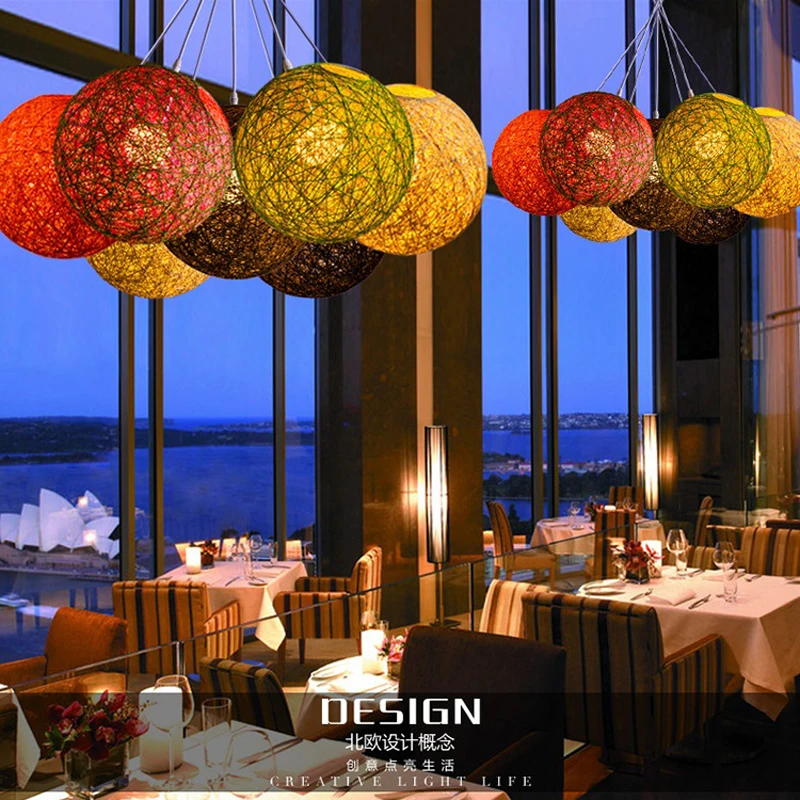 Hemp Ball pendant lights modern Dining room Cofe Restaurant hanging Light Rural Cany Pendant Lamp Decoration lighting fixtures | Лампы и