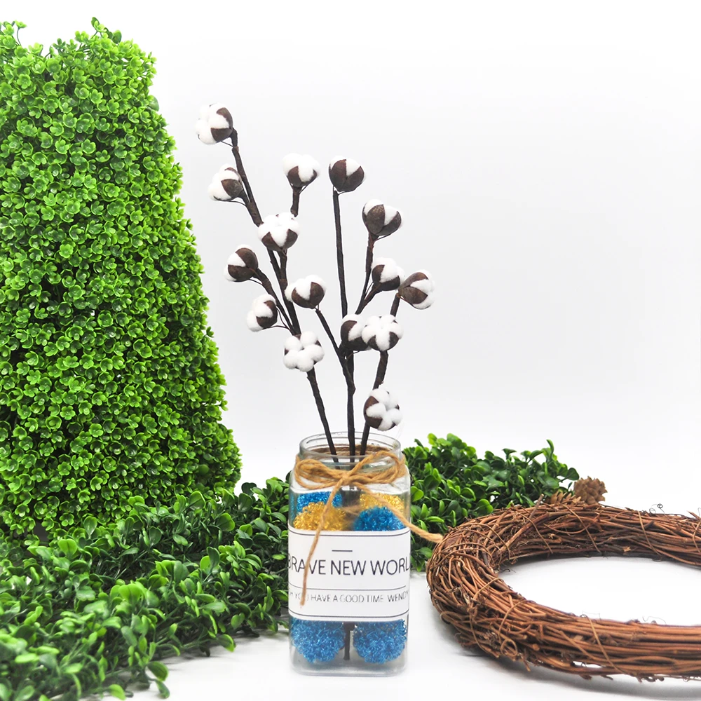 

1PCS Artificial Kapok Head Dried Flower Decoration Plant Flower DIY Wreath Bouquet Home Wedding Room Living Room Decoration