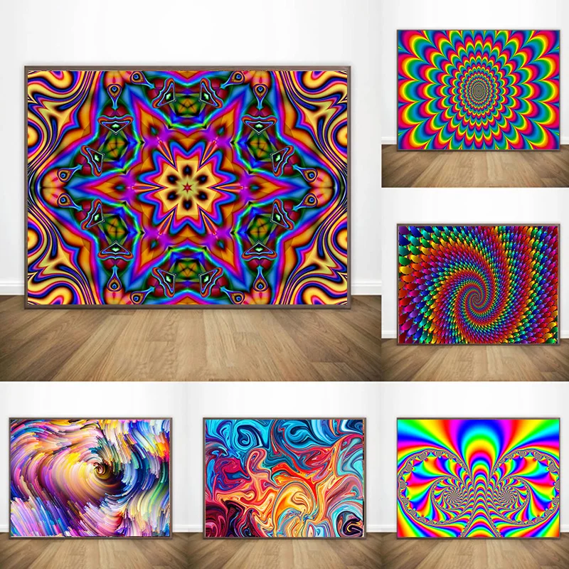 

Abstract Bright Colorful Posters And Prints For Living Room Vertigo Designer Pattern Canvas Painting Wall Art Home Decor Cuadros