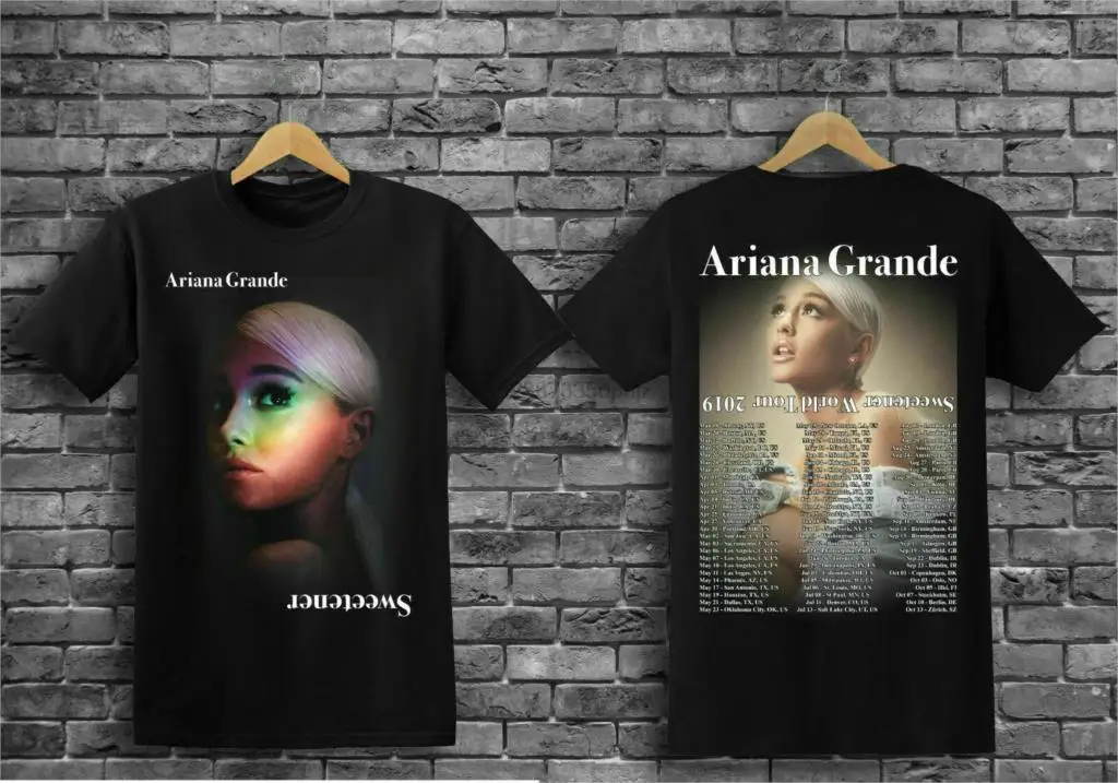 Ariana Grande Sweetener World Tour 2019 новая футболка с датой тура размер S 3XL свободные черные