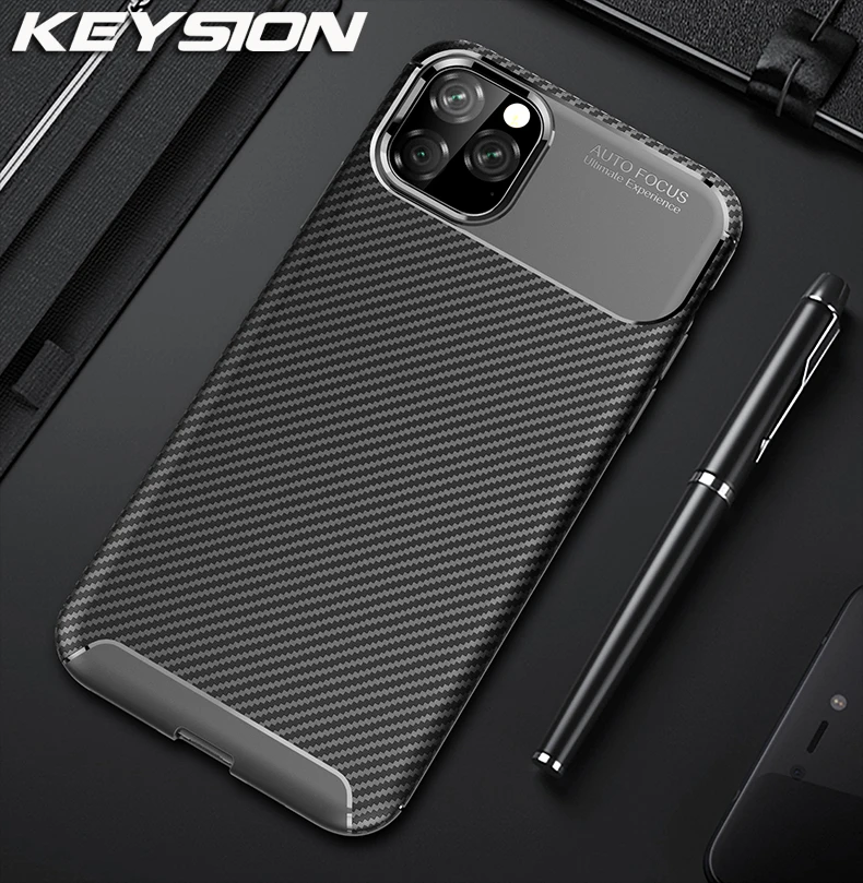 Чехол KEYSION для телефона iPhone 11 Pro Max XR XS 8 7 Plus текстура из углеродного волокна