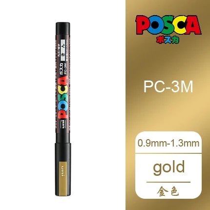 Gold 1 шт. UNI маркер PC-3M(POSCA) поп-плакат реклама водостойкий офис Студенческая живопись аниме ручная роспись - Цвет: Gold