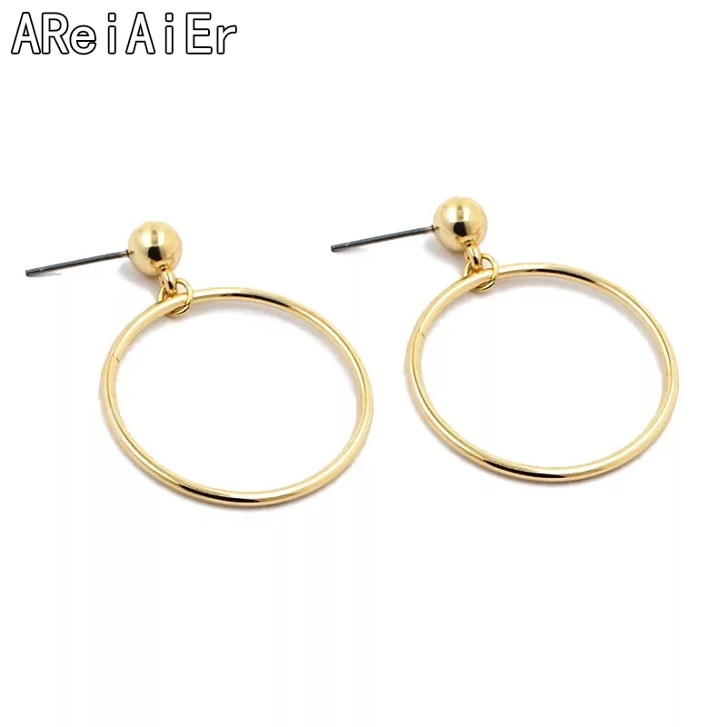 Новинка модные круглые треугольные висячие серьги металлические золотого цвета